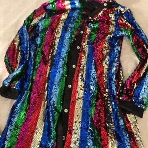 Multi color sequin shirt dress
